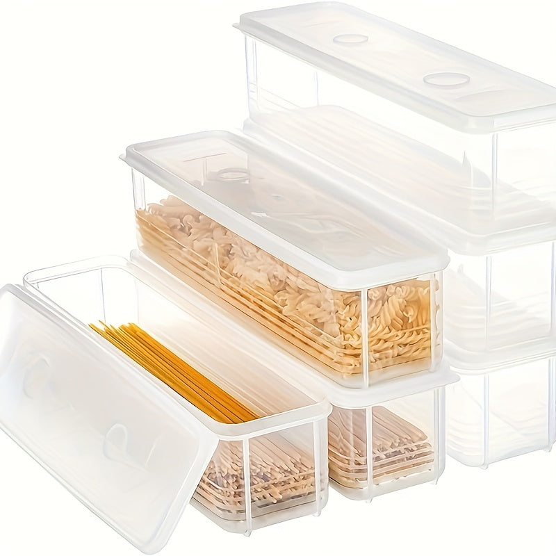 TEMU 2-4-6pcs Clear Rectangular Plastic Food Storage Containers With Lids - Airtight, Reusable & Stackable Kitchen Organizers For Pasta, , Snacks,
