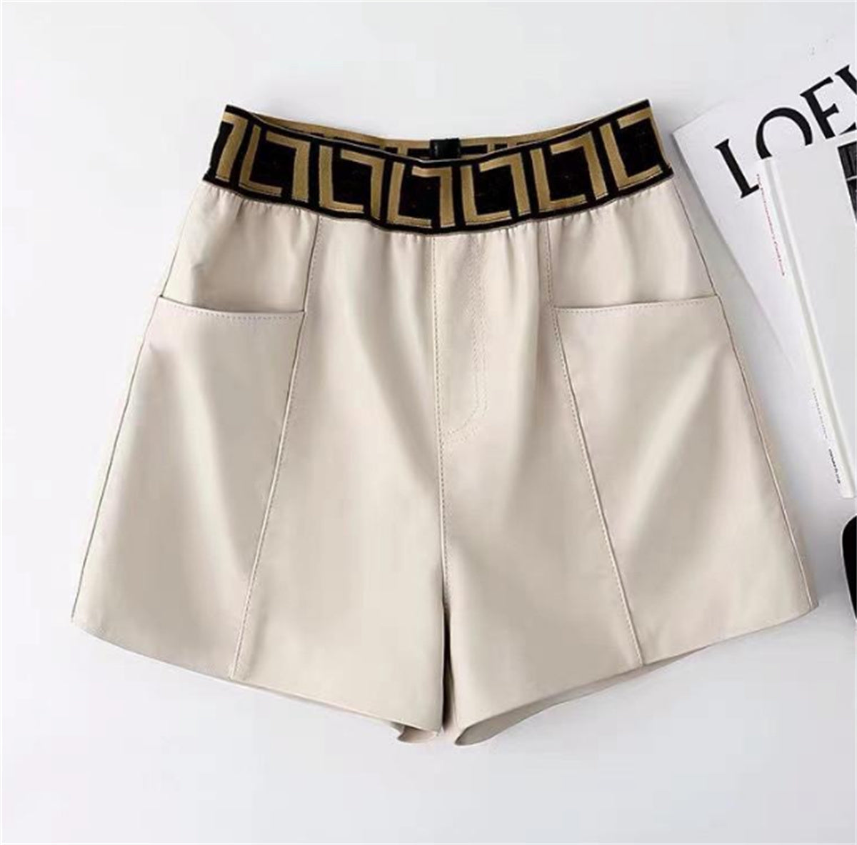 Fashion Womens Casual Dresses Designer PU Leather Skirts Fashion Shorts High Waist Hip A-Line Skirt Party Mid Skirts lastic Belt Wide Pants