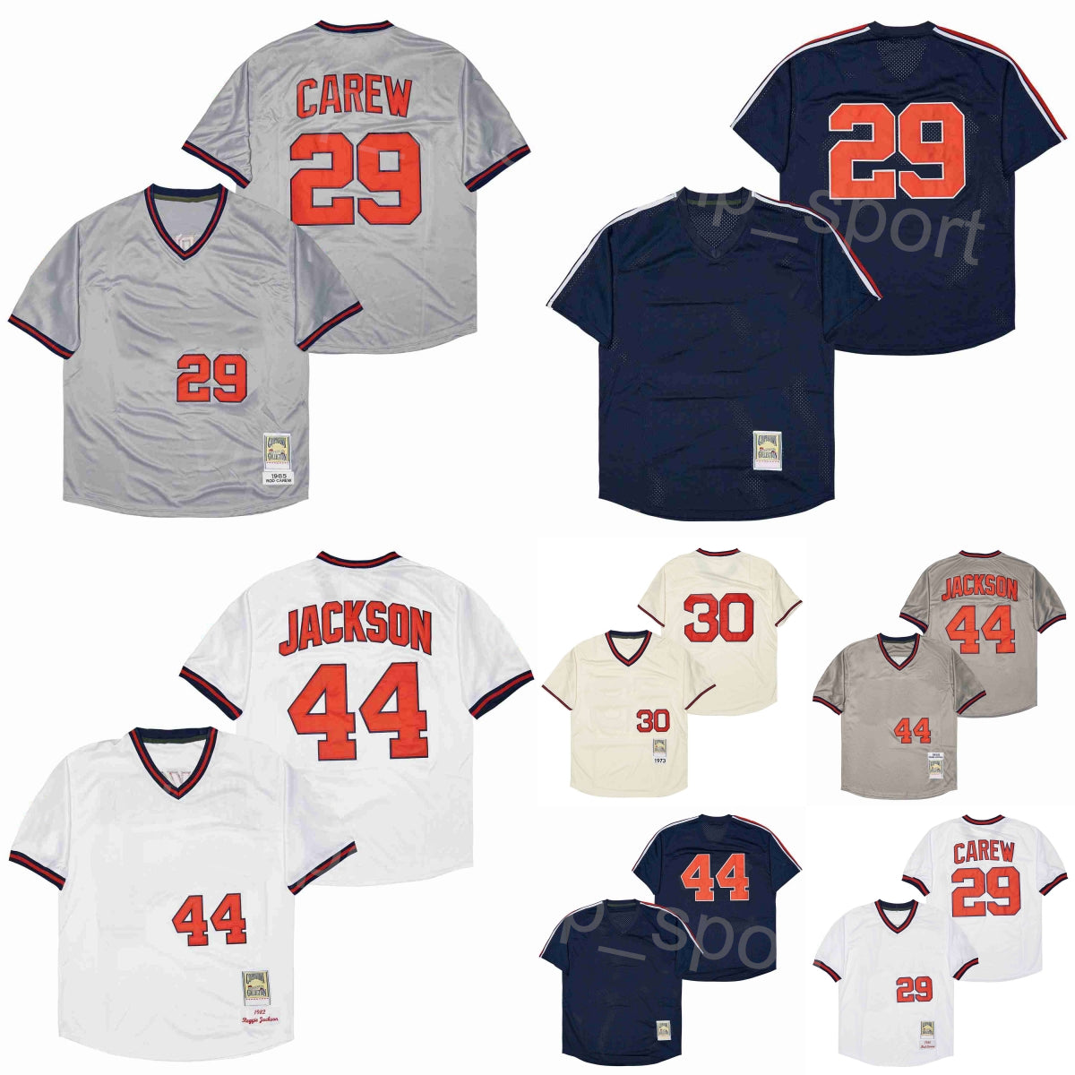 Vintage Baseball Retro 44 Jeremiah Jackson Jerseys 1973 1982 1985 Throwback 30 Nolan Ryan 29 Rod Carew Navy Blue White Grey Beige Team Uniform Stitc