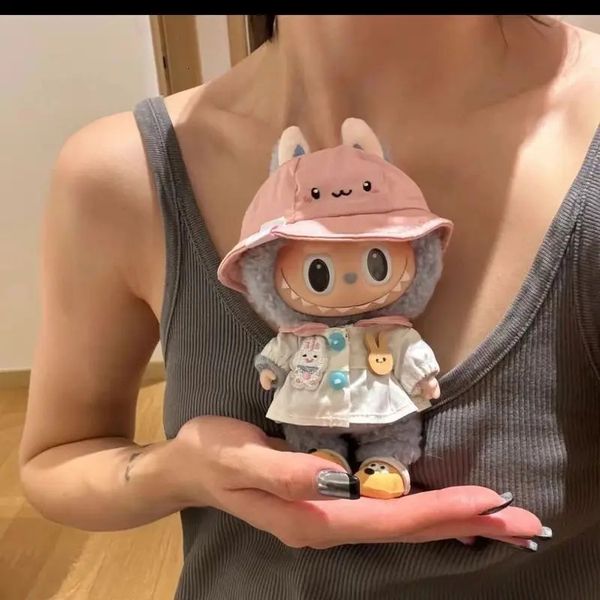 17cm Mini Plush DollS Clothes Outfit Accessories for Labubu Time to chill doll clothes 241219