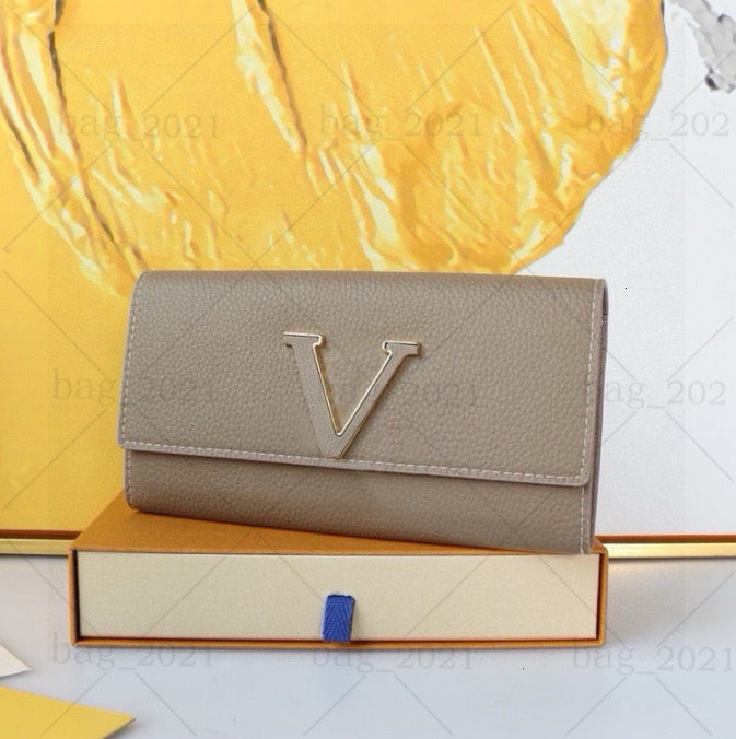 2025 Leather Purse Classic Style Women Capucines Wallet Compact Designer Short Wallet Ladies Long Wallet Card Holder With Original Box