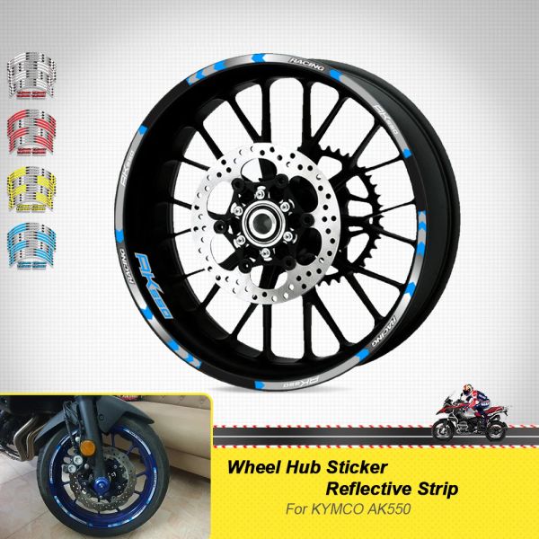 For KYMCO AK550 AK 550 Motorcycle Accessories Stickers Wheel Hub Reflective Stripe Rim Tire Waterproof Decorate Decals Set