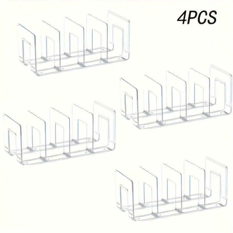 TEMU 4-tier Clear Acrylic Organizer For Purses, Handbags & Books - Desktop Storage Rack With 4 Sections For Neat Organization, Utility Racks