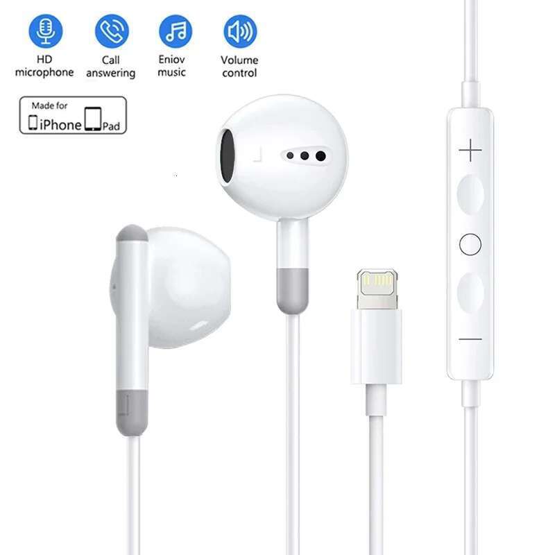 For Apple iPhone 14 Lighting Earphones 13 12 11 Pro Max XR XS X SE 7 8 6 Plus Bluetooth In Ear Wired Earbuds Phone Accessories