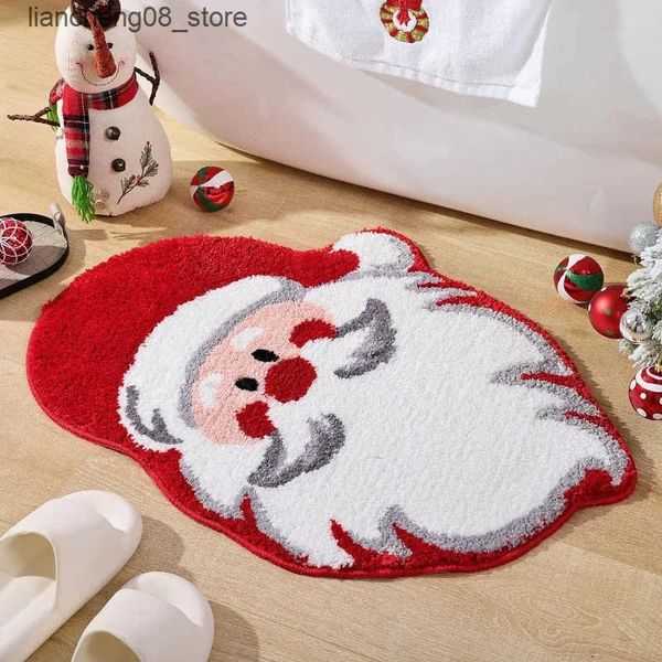 Carpets 1pcs Anomalous Floor Mat Christmas Tree Santa Claus Bathroom Floor Mat Living Room Entrance Door Mat Holiday Decoration Carpet L2409