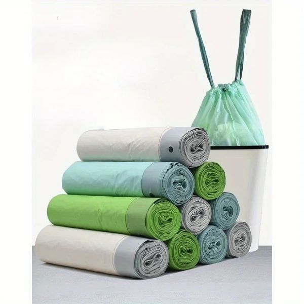 -Thick Biodegradable 20L Drawstring Garbage Bags for Kitchen Waste and Storage6 rolls-60piecesmixed colors45x50cm 250106
