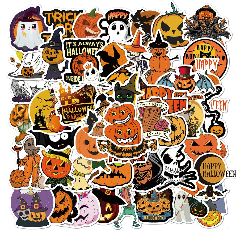 50PCS Halloween Decoration DIY Stickers Pack For Girl Children Boba Bubble Teas Decal Sticker To DIY Stationery Luggage Suitcase Laptop Guitar PC Wa