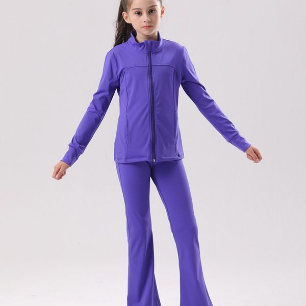 Yoga Jacket Two-Piece Set Pants Suit Fitness Soft High Waist Flared Pant Hip Lift Elastic Sports Tracksuit C12