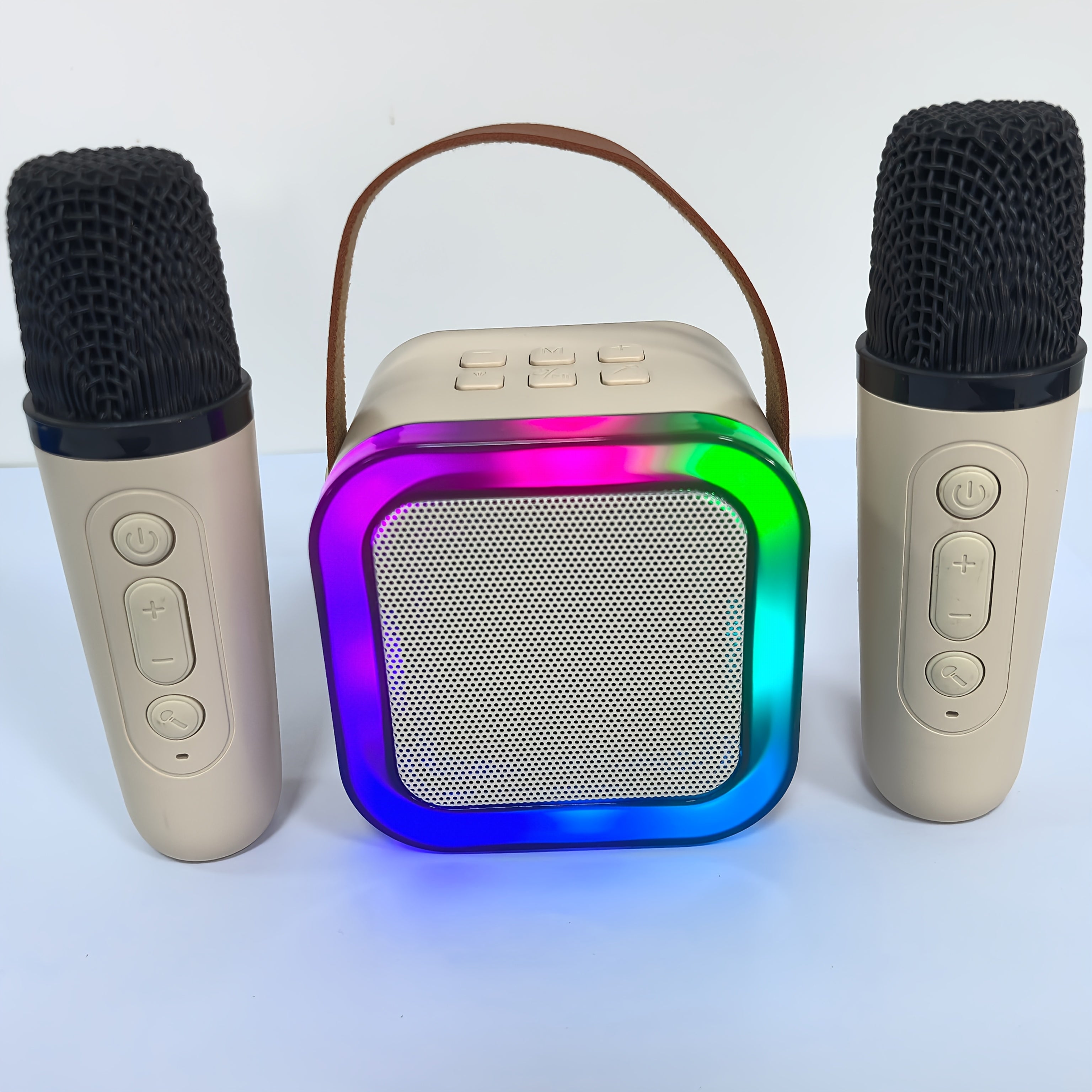 TEMU Portable Karaoke Machine With 2 Wireless Microphones, 3-piece Set, Bluetooth 5.3, Large Capacity Battery Built-in 1200mah Rechargeable Usb