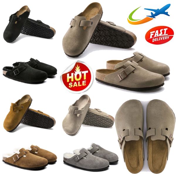 Designer Clogs Sandals Slippers Men Women Cork Flat Soft Suede Leather Outdoor Platform Slipper Top Quality Flip Flops Women Sandal Trainers