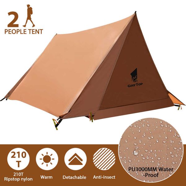 Tents and Shelters GeerTop Portable Large Space Camping Tent 20D Silicone210T Polyester Fabric Hiking Backpacking Trekking Waterproof Ultral