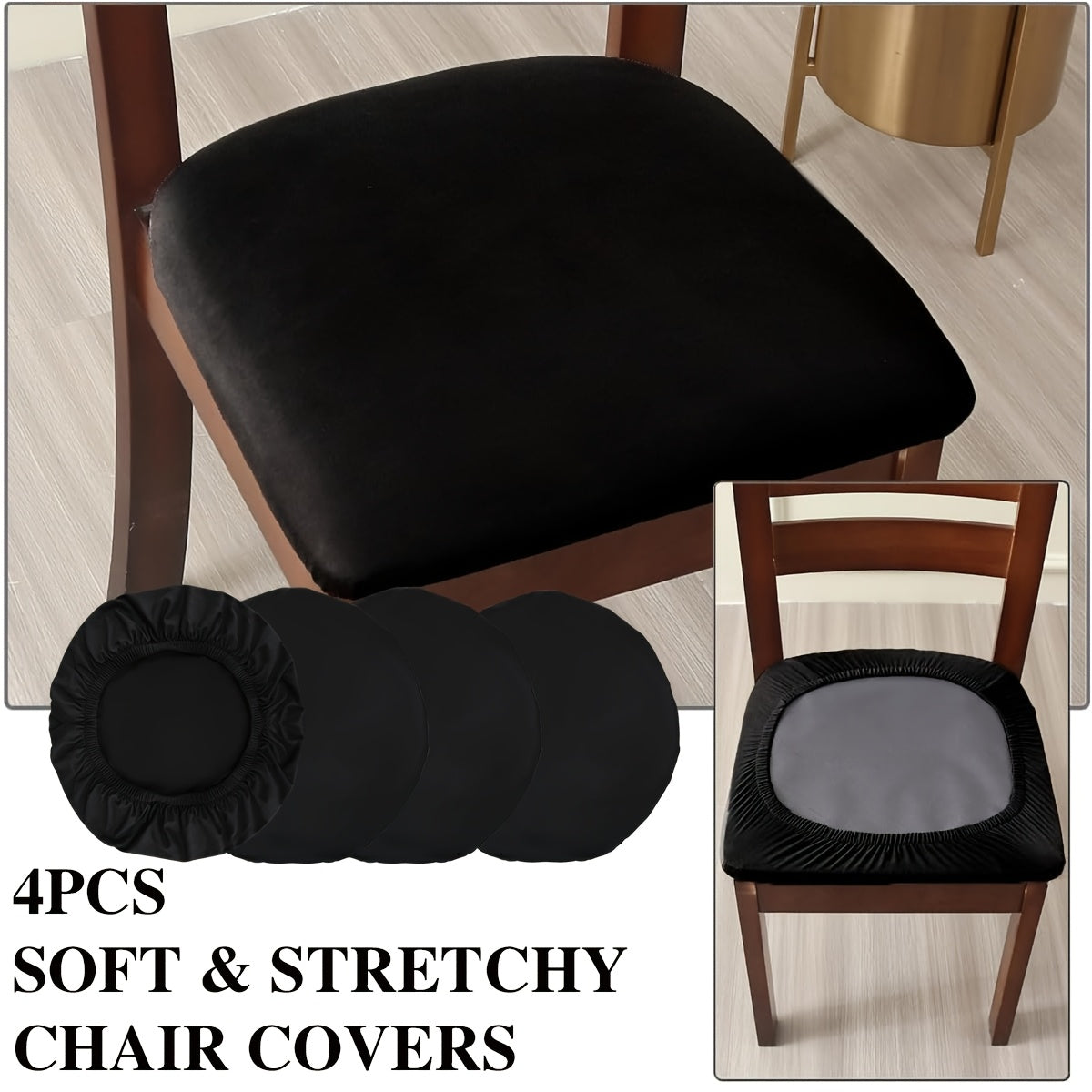 TEMU 4pcs Solid Color Brushed High Chair Cover And Comfortable Chair Cover Dust-proof And Stain Resistant Chair Cover Suitable For Dining Chairs