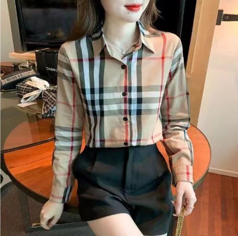 Women&#039;s Blouses & Shirts Designer Women Fashion Classic Summer New Plaid T-Shirt Plus Size Casual Long Sleeve Top
