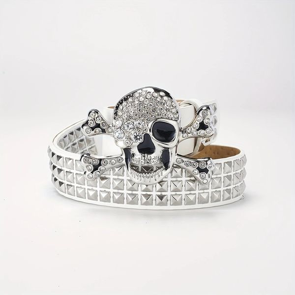 Fashion diamond belt, personalized women&#039;s denim, crystal rivets, cross mirror punk denim pants belt