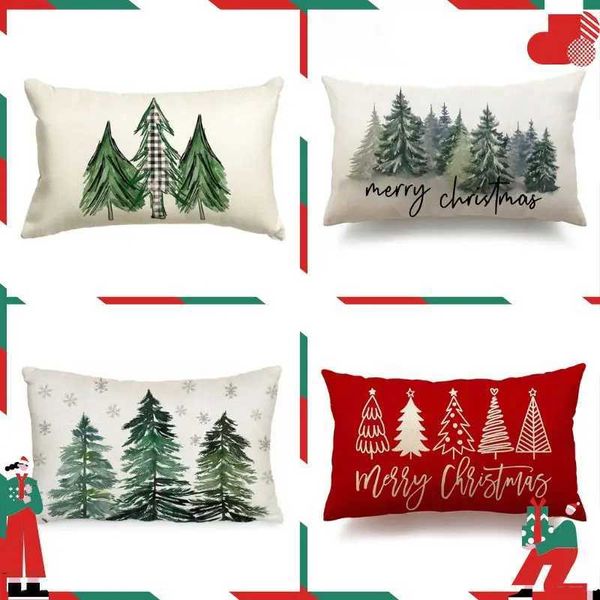 Pillow Case Merry Christmas Decorative Cover 30x50cm Linen Throw case Bedroom Cushion Cover Christmas slip Home DecorC241109C241111