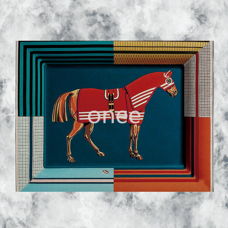 Kitchen dining table Jungle Horse Cotton and Linen Placemat Vase Mat Chinese Style Ashtray Pad Tray Mat Coaster Shooting Props High-end