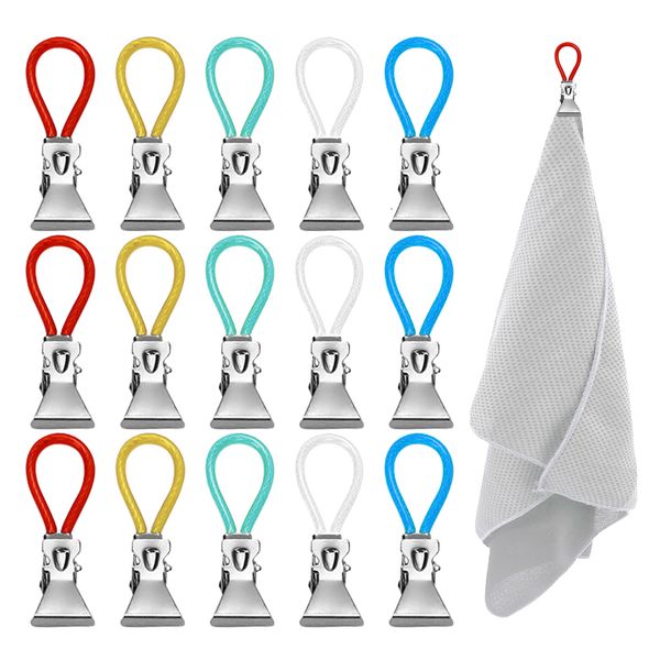 Other Bedding Supplies Clothes Pegs Stainless Steel Clothespins Colorful Laundry Tea Towel Hanging Clips Loops Towel Clips Kitchen Bathroom