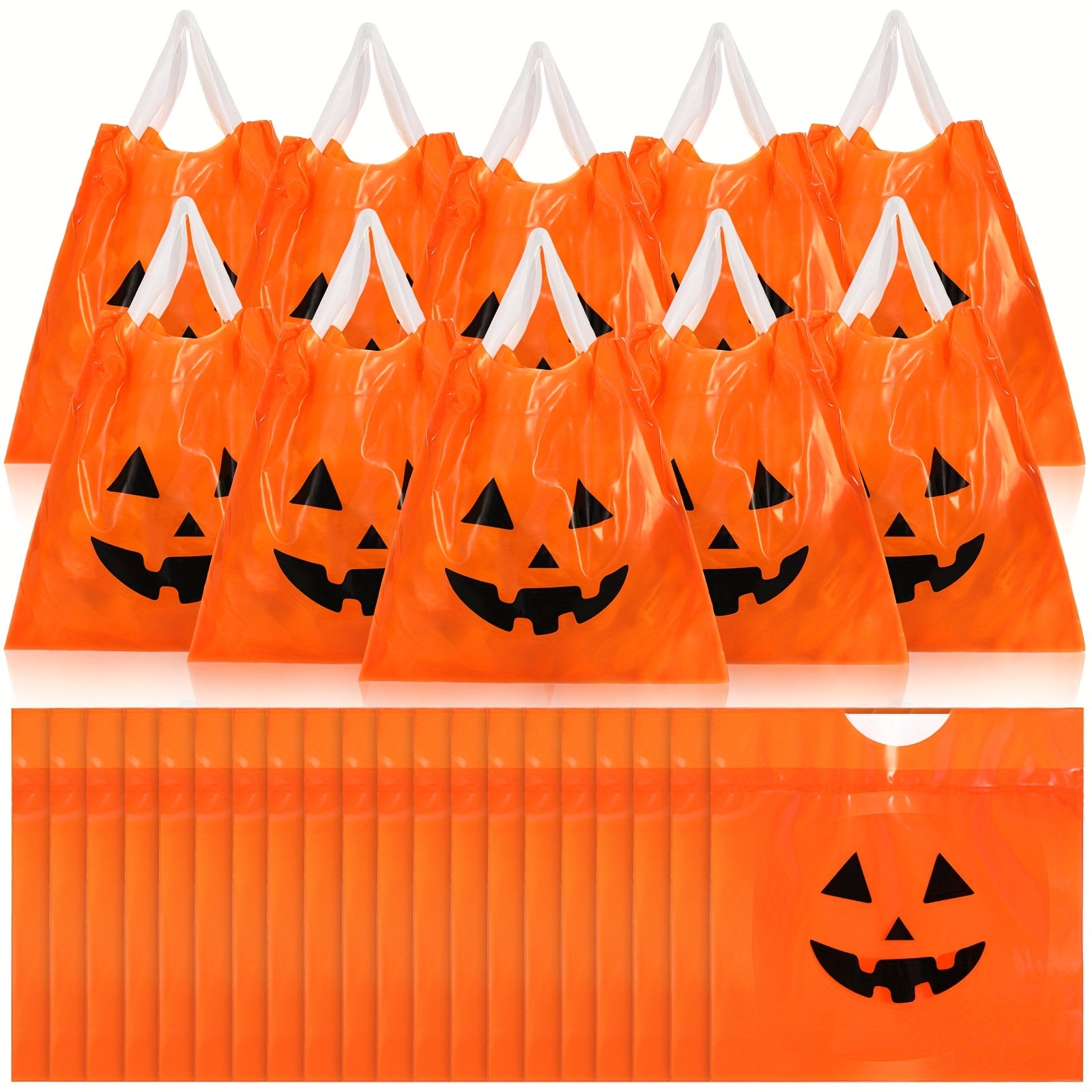 TEMU 80pcs Halloween Drawstring Candy Bags Halloween Goody Bags Pumpkin Halloween Bags Small Party Treat Bags Treat Bags Plastic Goodie Bags For