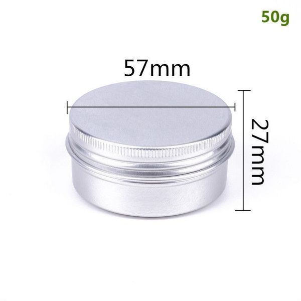 100pcs 50ml Accessories Empty Silver Aluminum Containers Jars Bottle 1.76oz Cosmetic DAB Tool Storage Wax Metal Tin Cans Balm Bottle Cases