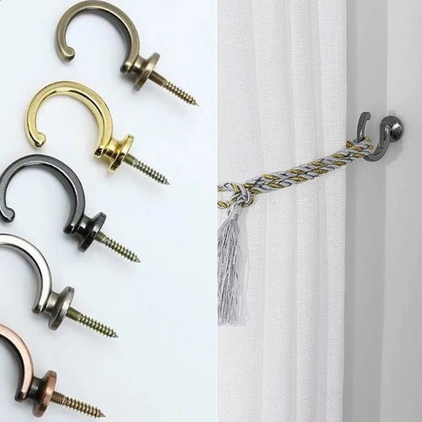 2Pcs Durable Ball End Polished Curtain Tieback Hook Expansion Plug Finish Modern Shaped Metal Wall Mounted 240824