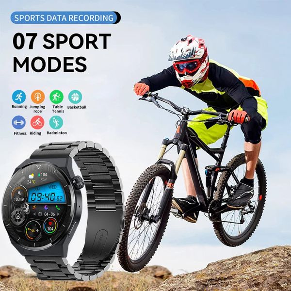 High Quality NFC Smart Watch Men New AMOLED 390*390 HD Screen Heart Rate Bluetooth Call IP68 Waterproof SmartWatches Gift 2024