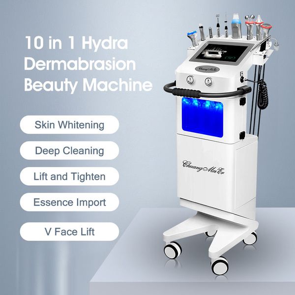 Professional 10 In 1 Hydrogen-oxygen Hydroelectricity Small Bubble Ultrasonic Facial Skin Care Deep Cleaning Scrubber Microdermabrasion Mach