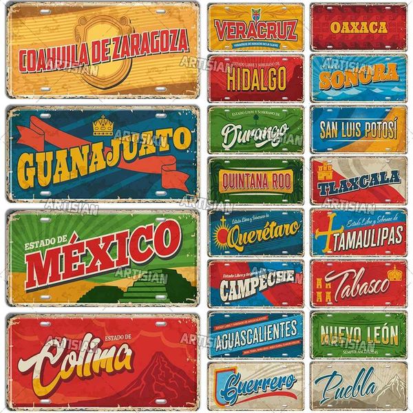High Quality Artisian MEXICO License Plate City Metal Tin Plaque Car Metal Sign Wall Decor Garage Bar Pub Club Hotel Cafe Kitchen Home T2501