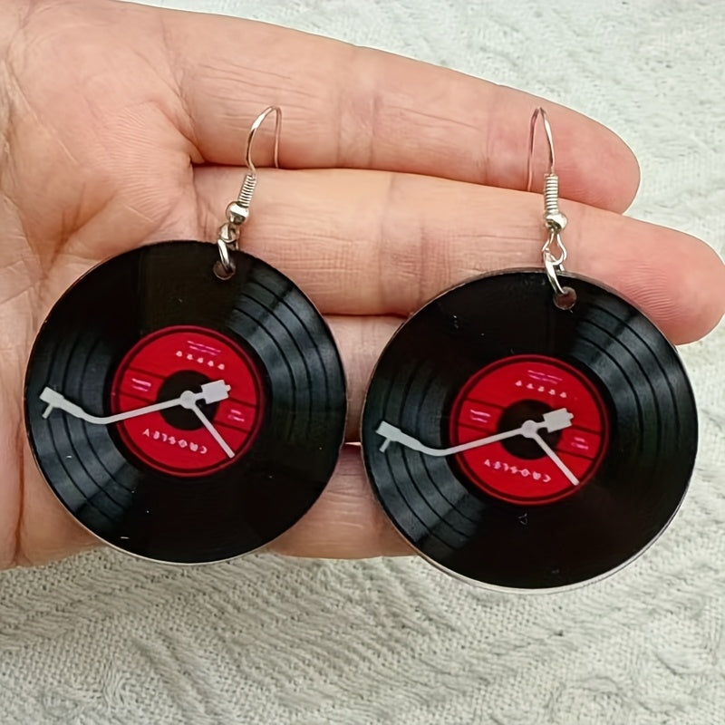 TEMU 2pcs Vintage Bohemian Acrylic Ear Hoops With Retro Cassette Tape Design - & Gifts | Women's Fashion Accessory, Unique Earrings