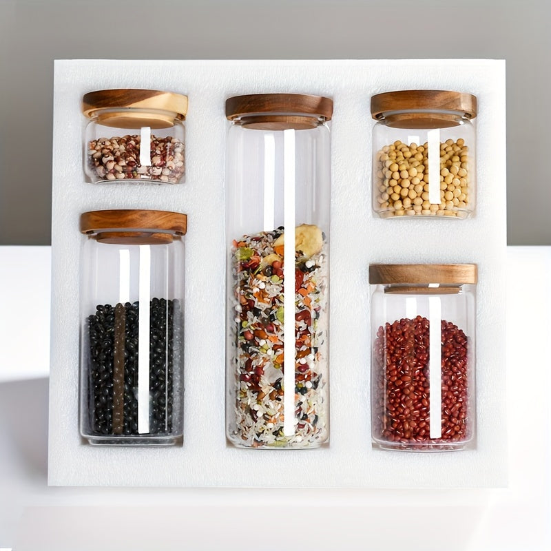 TEMU A Set Of Creative Storage Jars, Kitchen , Glass Sealed Jars, Coffee Bean Circular Sealed Glass Jars, , Safe Transportation