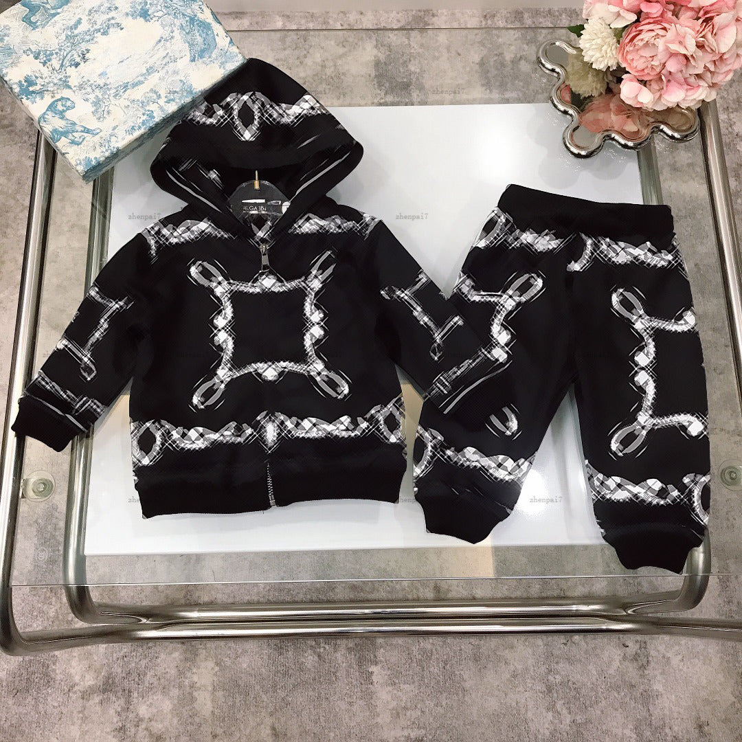 Top newborn jumpsuits Symmetrical pattern design infant bodysuit designer baby clothes Long sleeved toddler hoodie and pants A371X11N090