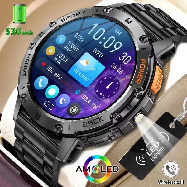 High Quality New Military Outdoor Sport Smart Watch Men 1.43Inch AMOLED HD Screen Flashlight IP68 Waterproof Watch Wireless Call Smartwatch