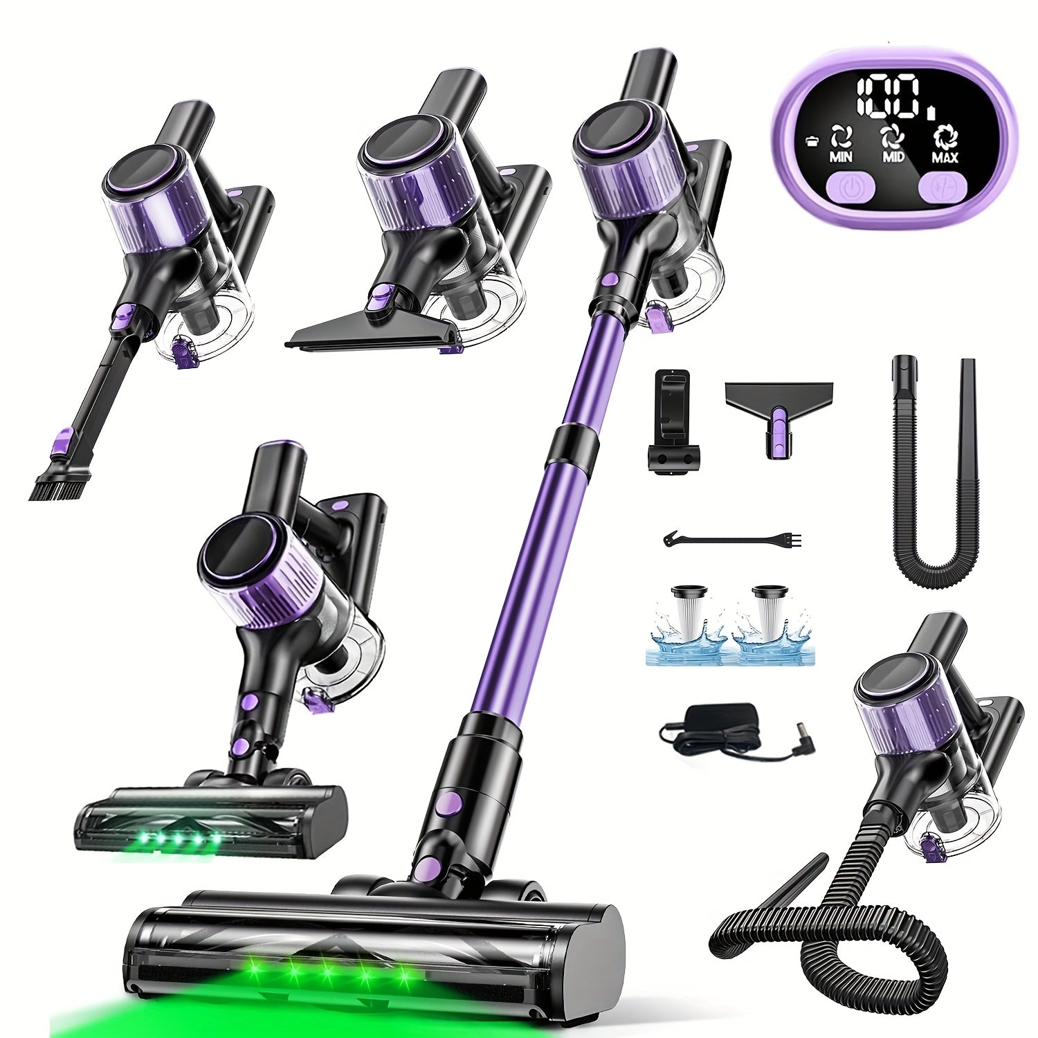 TEMU Lightweight Rechargeable Cordless Vacuum Cleaner, Powerful Suction & 45 Mins , Cleaner With Upgraded Extra-long Hose, Anti- Brush, , Hardwood