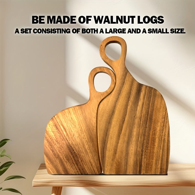 TEMU Set Of 2. Handcrafted Walnut Cutting Board Set For Couples - Durable And Stylish Serving Plates. Versatile Cutting Board For Meat, Fish, Cheese,
