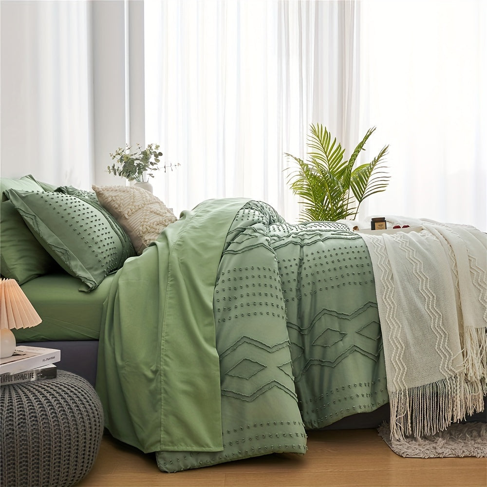 TEMU 7pcs Bed In A Bag Bed Comforter Set Queen, Boho Tufted Comforter And Sheet, Pillowcase Set, Soft Microfiber, Comfortable And Warm Bedding Set,