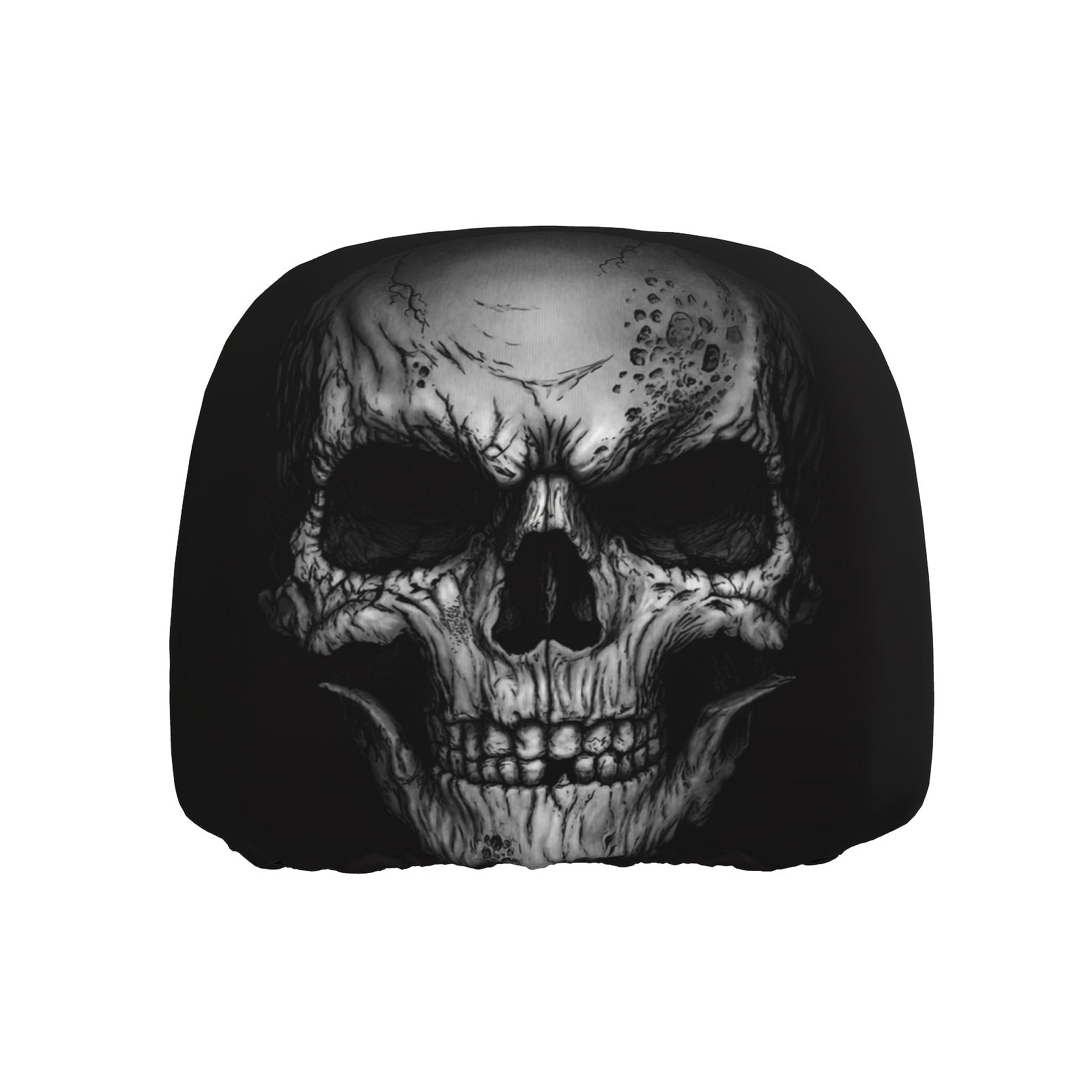 TEMU 1pc Print Covers - Black Polyester, Edgy Gothic Design, Fits Standard Vehicle Seats, , & Stylish Interior Upgrade, Car Seat Covers