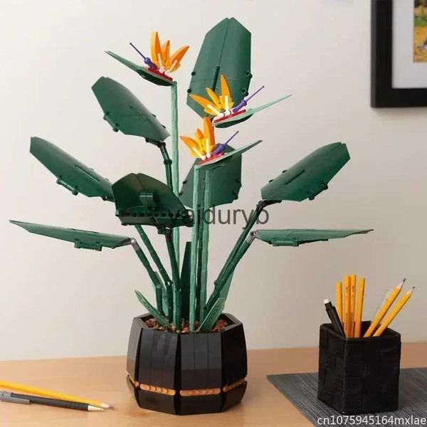 Bloc Bouquet Bird of Paradise block wer Order Potted Building bloc suitable for 10289 Romantic Set Assembly Block Toy Girl Gift H240527