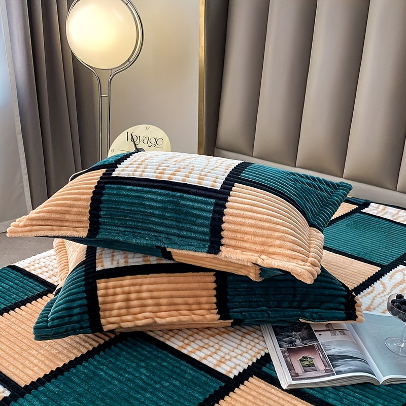 TEMU Pack Of 2 Printed Geometric Pillowcases For Bed Pillows, Decorative And Protective Hotel Isolation Pillow Covers