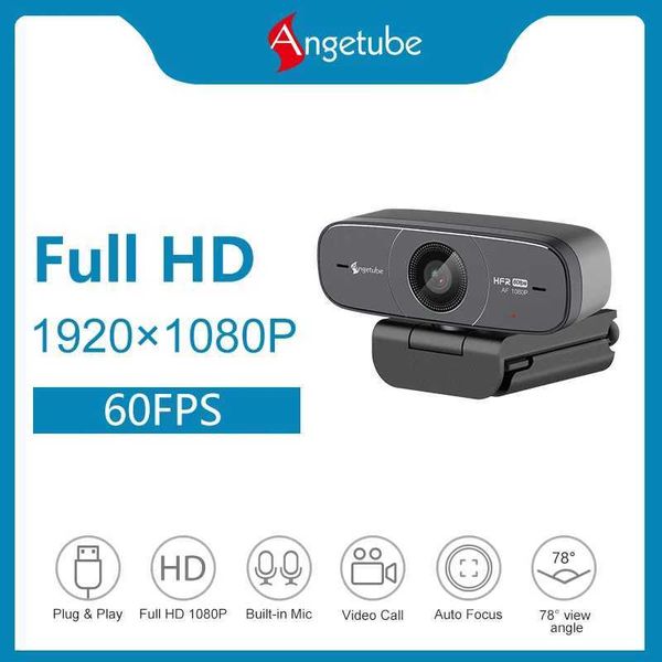 Webcams Angetube AF925H 1080P HD USB AF Webcam 60FPS 78 Wide Angle with Microphone for Streaming Gaming Conferencing Mac PC Y240701RandomTex