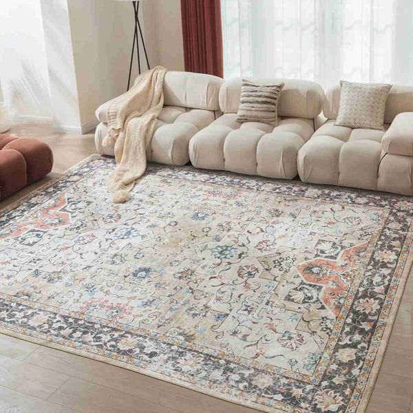 Washable Area Rug for Living Room 9x12 Vintage Soft Non-Slip Indoor Decoration Large Floor Mat for Dining Room Bedroom Non SheddY240729