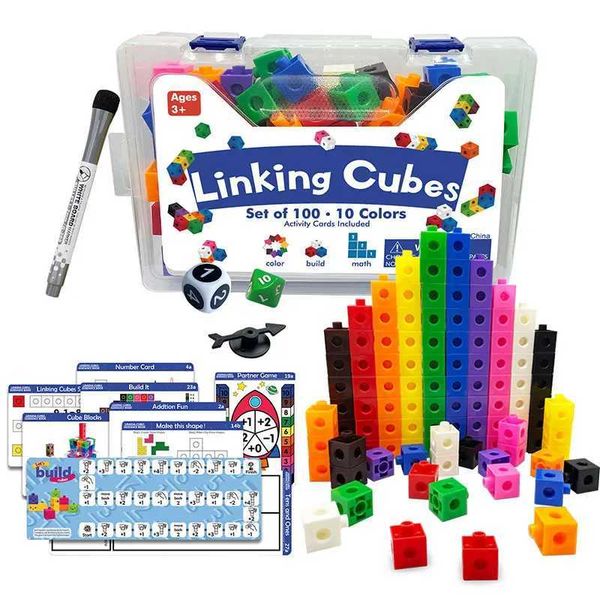 Montessori Rainbow Link Cube Educational Toy Boxing Card Set Mathematics Counting Learning Stacking Blocks Sensory Game Childrens Toy Y24102