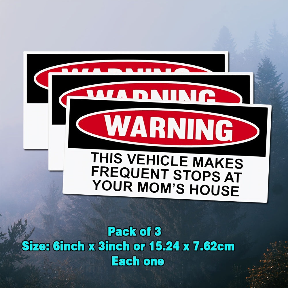 TEMU (3pcs) Funny Warning Bumper Sticker Decal, This Vehicle Stops At ', 6" X 3" Sticker