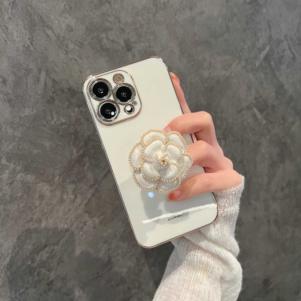 Cell Phone Cases Fashionable Camellia Stand Phone Case Suitable for iPhone 15 14 13 11 Pro Max Full Set Anti Drop Cartoon Girl Cute Phone Ca