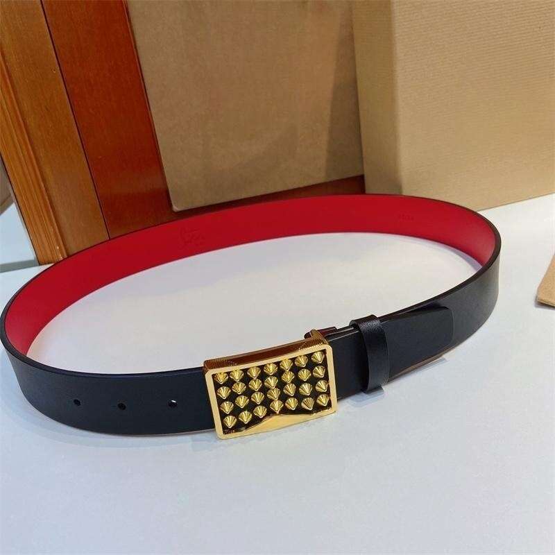 Rivet decoration boutique hardware versatile double-sided cowhide automatic buckle business pants belt 3.5cm