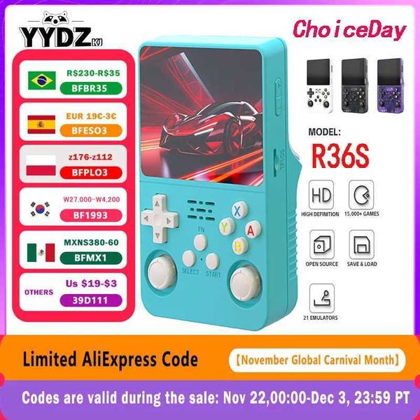 Open Source R36S Retro Handheld Video Game Console Linux System 3.5 Inch IPS Sn Portable Pocket Video Player 64GB GamesC250212