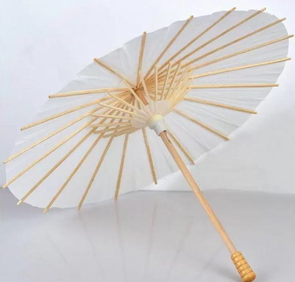 60pcs Bridal Wedding Parasols White Paper Umbrellas Beauty Items Chinese Mini Craft Umbrella Diameter 60cm