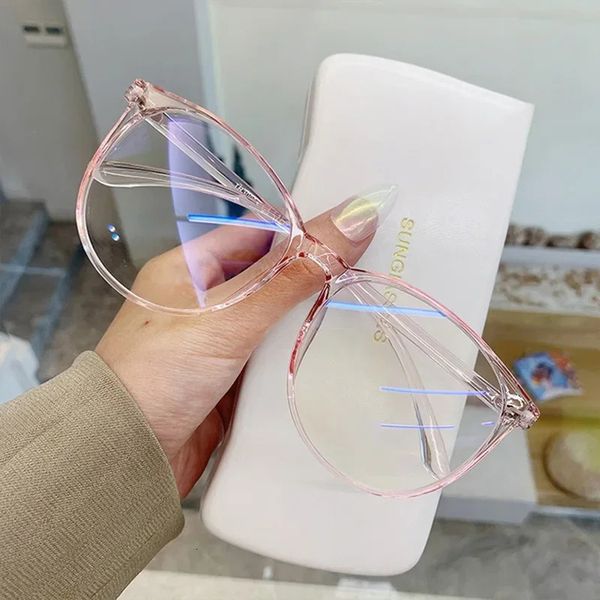 2024 Transparent Computer Glasses Frame Women Men Anti Blue Light Round Eyewear Blocking Glasses Optical Spectacle Eyeglass 240708