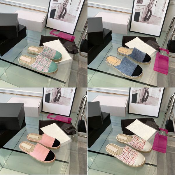 dress shoes channeles canvas loafers shoes espadrilles woman luxe cap toe genuine leather quilting pure hand sewing womans flats luxury new