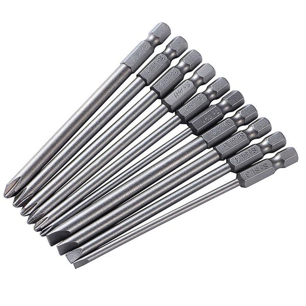 Screwdrivers 100mm 10Pcs-Set Slotted Phillips Cross Bit Screwdriver S2 BST Bit 006 For Electric Drill Screw Remover Electrical Hand Tools 23