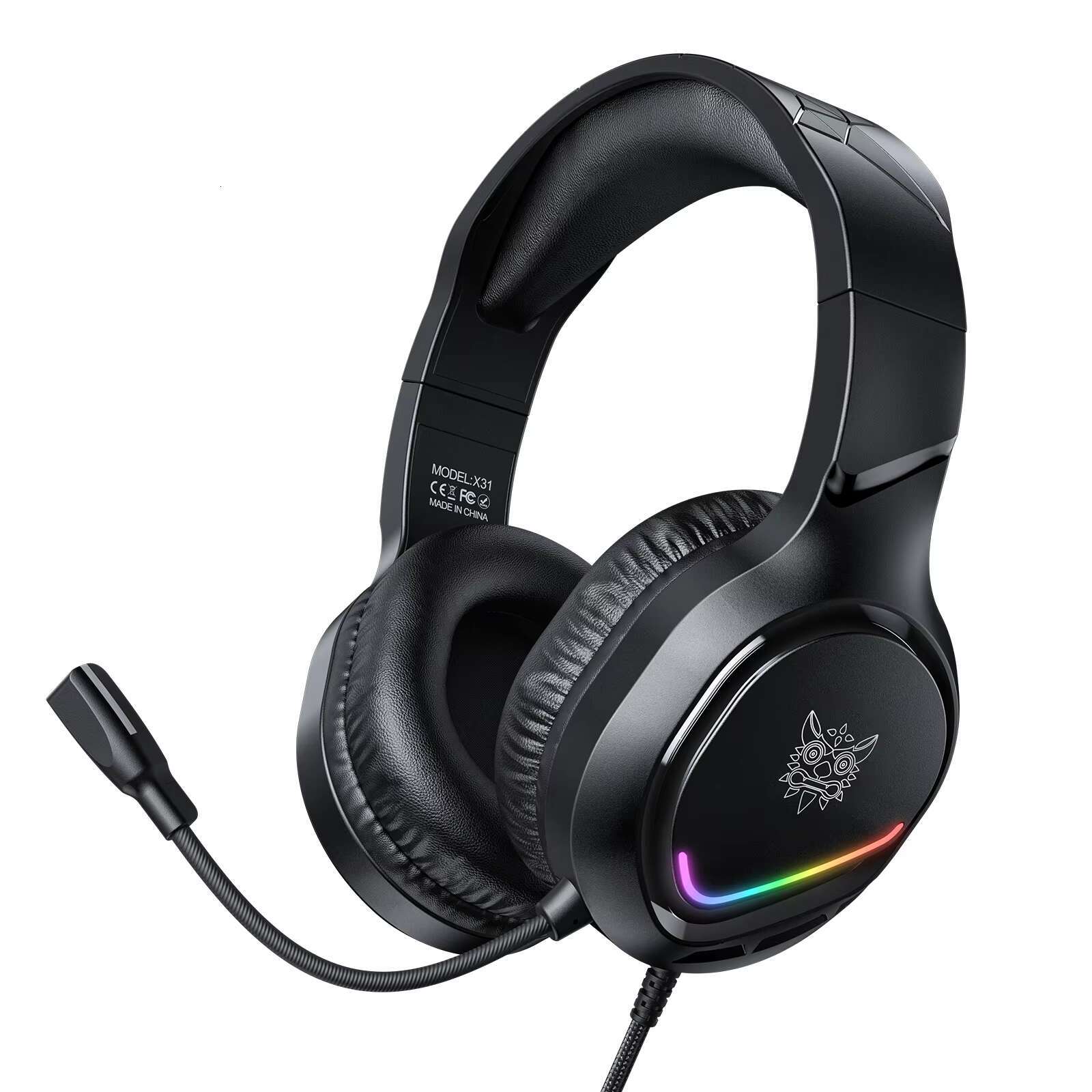 ONIKUMA X31 Stereo Wired Computer Headphones With LED Light Mic Soft Memory Earmuffs Overhead Headset Gaming Accessories