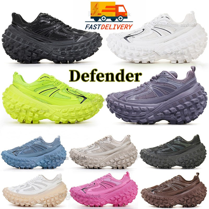 Designer Defender sneaker Extreme tire tread sole shoes rubber platform tire sneakers black white beige army green grey pink thick sole women men da